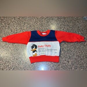 Vintage 1995 Looney Tunes Daffy Duck Sweatshirt Size 18 Months
